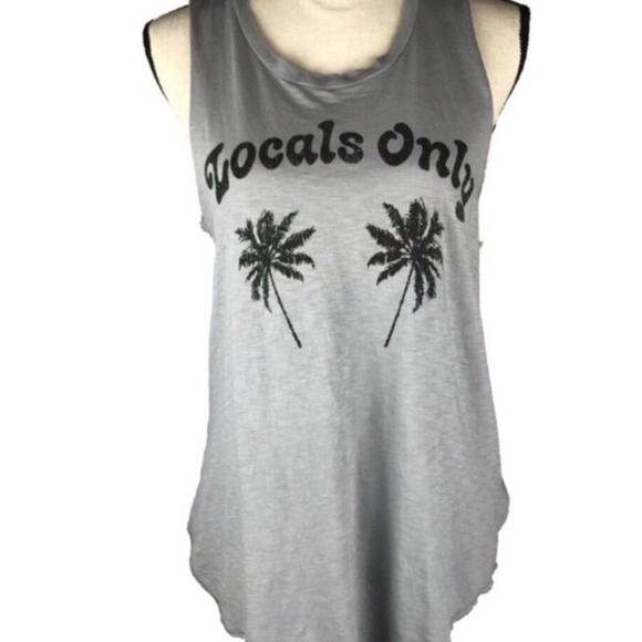 Sundry Graphic Tank Top Locals Only Racerback Gray Womens sz Sm Scoopneck - Picture 2 of 6